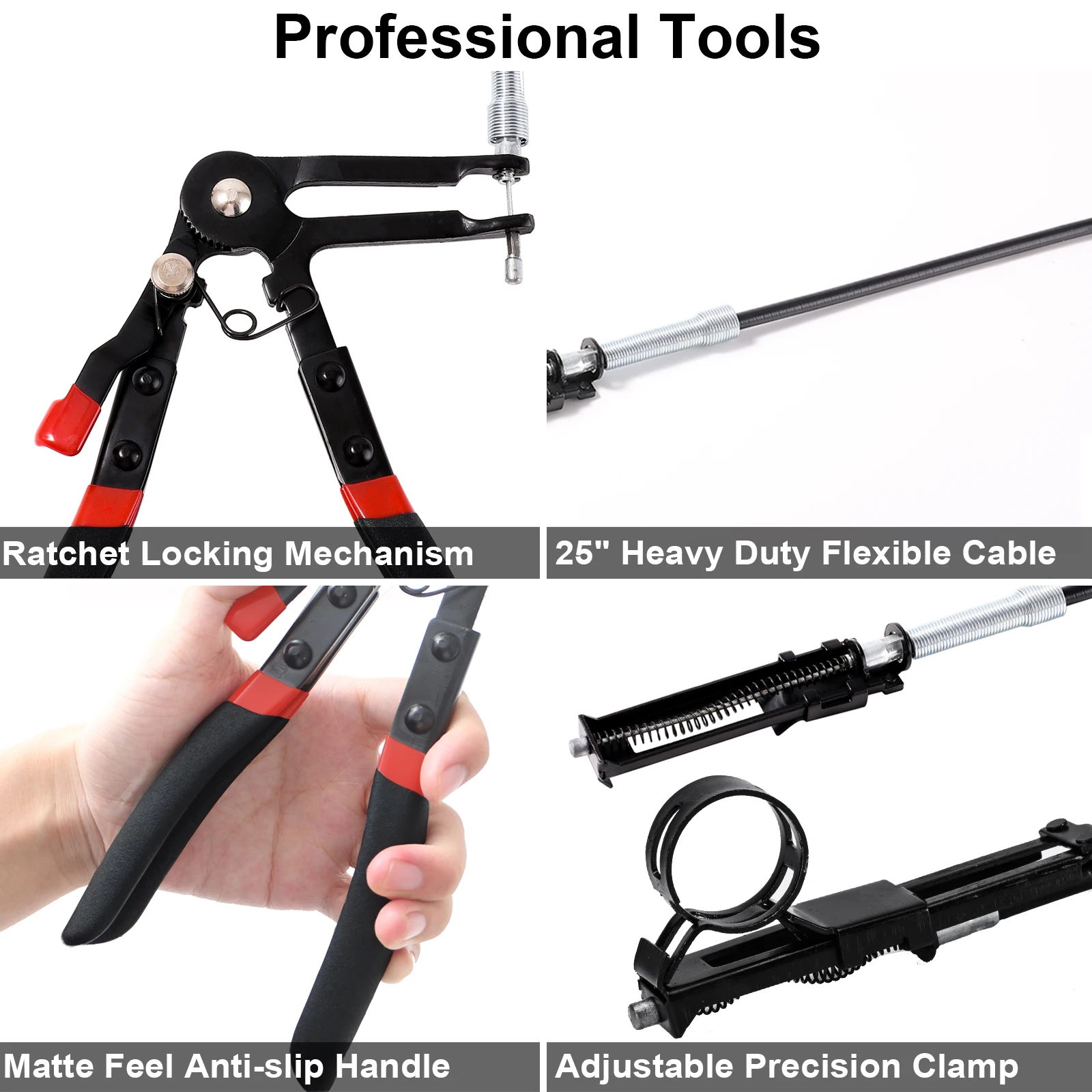 

Heavy Duty Flexible Hose Clamp Pliers Auto Long Reach Removal Ratchet Tool Car Fuel Oil Water Pipe Repair Tool