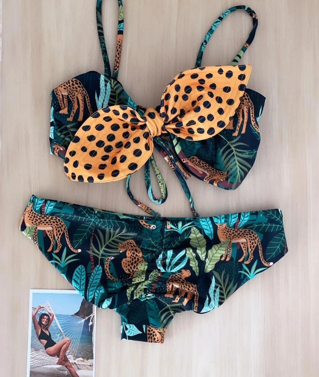 

2022 Sexy Bow Brazilian Bikini Set Push Up Biknis Low Waist Bottom Printed Swimear Women Swimsuit Female Bandeau Mujer Biquini
