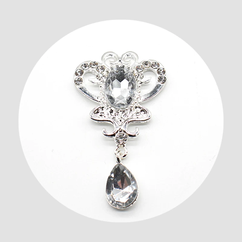 

New 52*30MM 10Pcs Alloy Heart Rhinestone Pendant Button Jewelry for Clothing Wedding Handmade Sewing Diy Decorative Accessories