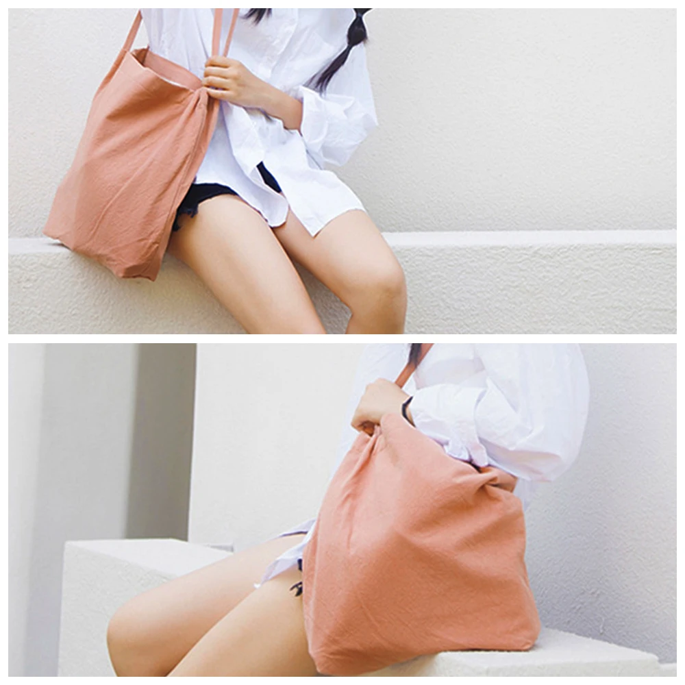 Женская Большой парусиновый многоразовая сумка для покупок Soild Экстра большая