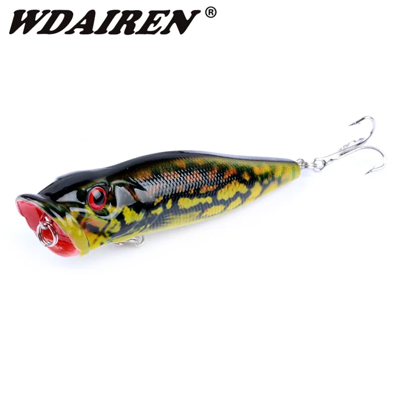 

New 1pcs Topwater Fishing Popper Lures 9cm 12g Artificial Hard Bait Wobblers Plastic Fishing Tackle With 6# Treble Hooks Pesca