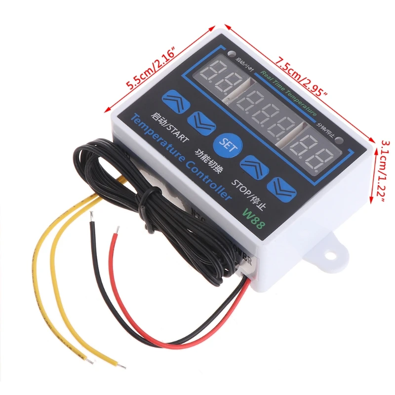 

X3UE W88 12V/220V 10A Digital LED Temperature Controller Thermostat Control Switch Sensor