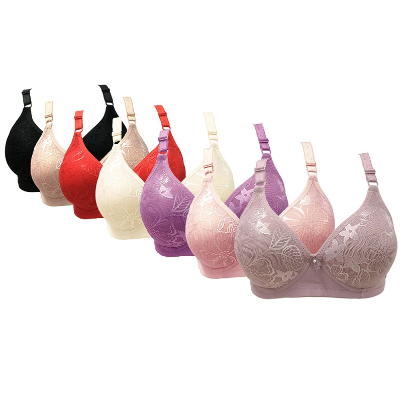

Lady Comfortable Bra Wire Free Thin B C Cup No Padded Full Coverage Push Up Gathered For Big Breast Fat Female Underwear