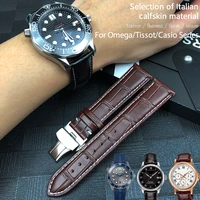 genuine cowhide leather strap watch band accessories butterfly buckle 14mm 16mm 18mm 20mm 22mm men women wristband black blue