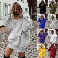 fashion long sleeve womens loose mini ladies tops hooded hoodies shift sweatshirt