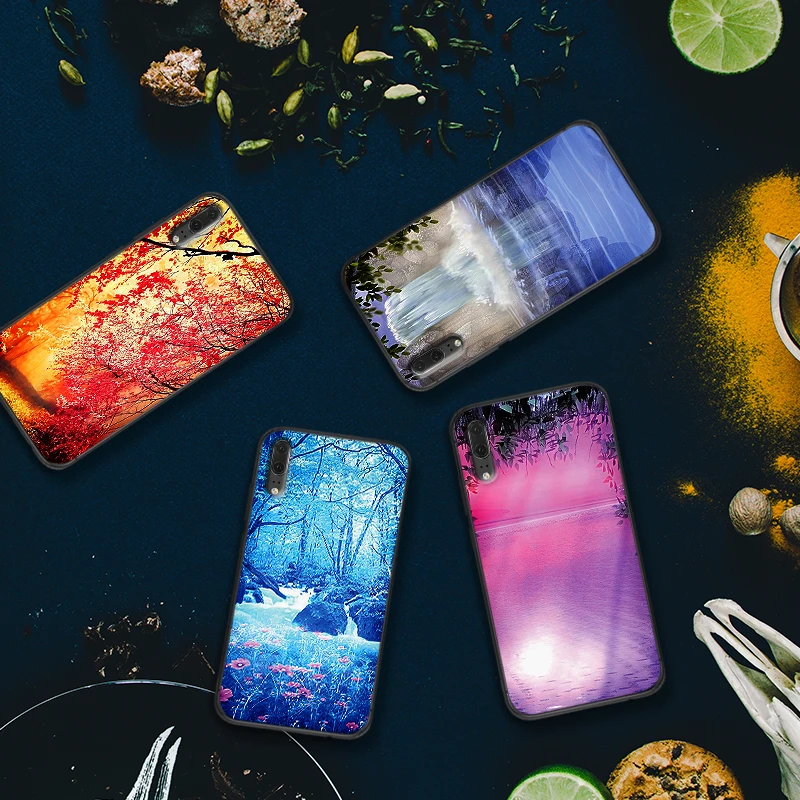 Пейзаж живопись для huawei P8 P9 Mini P10 P20 2019 P30 LITE P Smart Z 2018 Pro Мягкий силиконовый чехол |