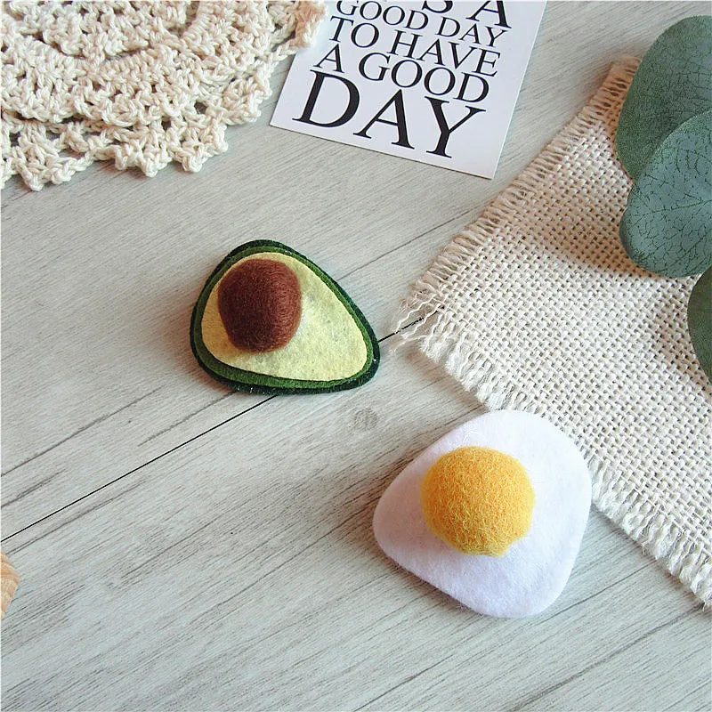 

Autumn Korean Creative Simple Children's BB Clip Hair Accessories Cute Girl Wool Felt Avocado Pouch Egg Barrettes Headwear