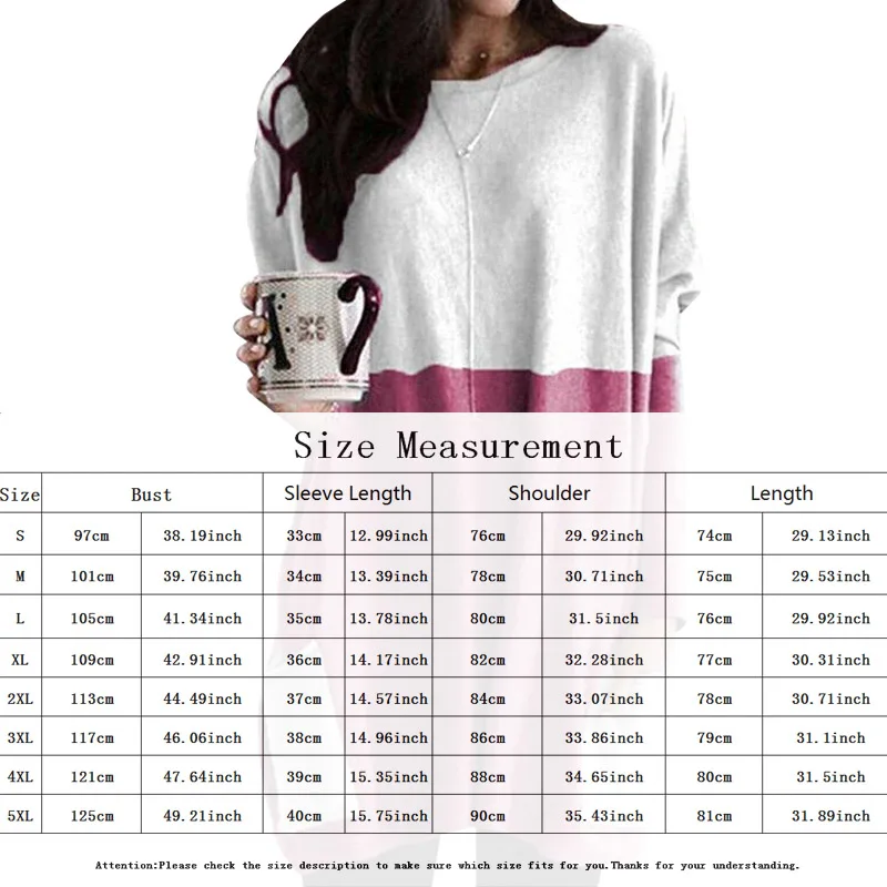 

Round Neck Long Sleeve T-shirt Stitching Casual Pocket Top T-shirt Women Mid-length Cotton Pullover Female Tops Oversize S-5XL