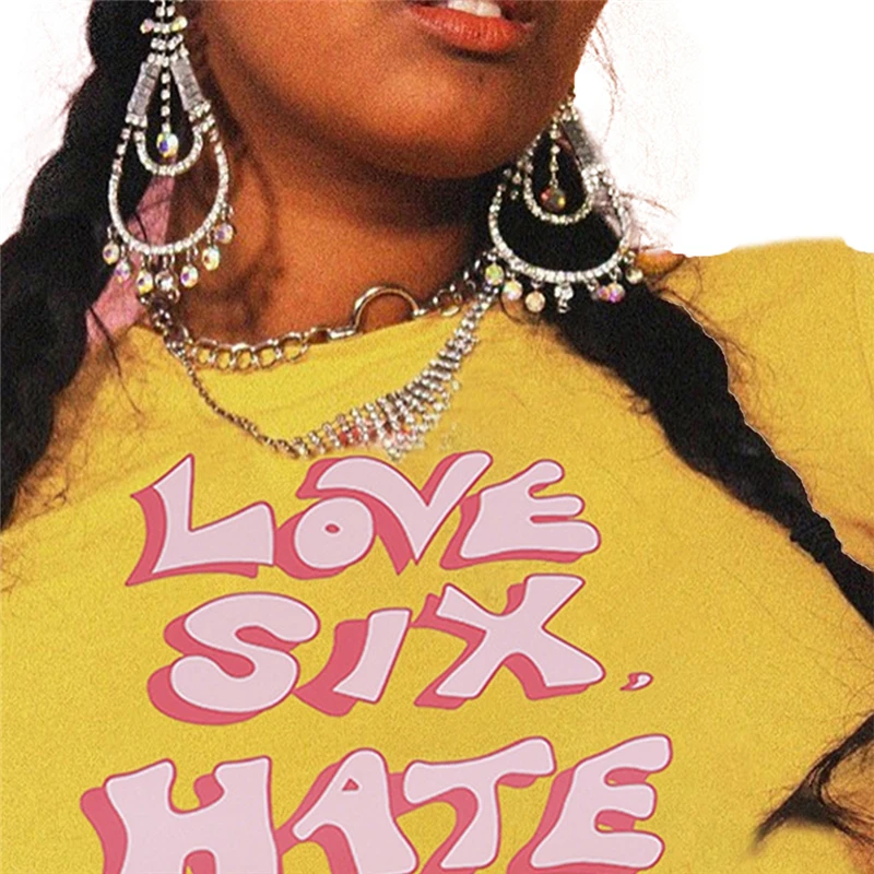 Женский Повседневный укороченный топ с коротким рукавом и принтом букв желтая