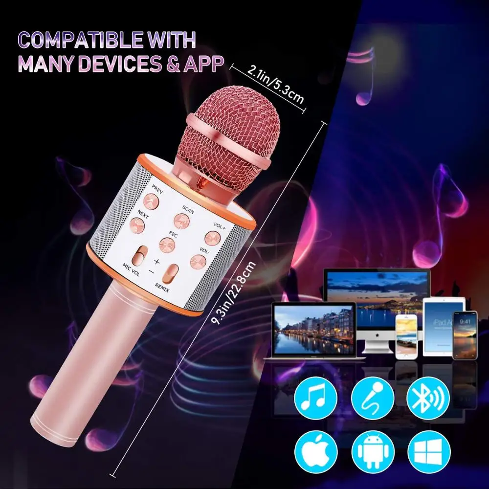 Беспроводной караоке микрофон 3 в 1 портативный динамик машина домашний KTV Дети