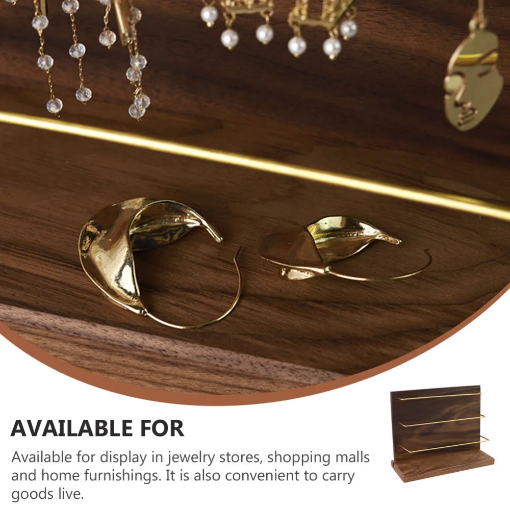 

1Pc Delicate Earrings Organizer Ear Stud Holder Walnut Jewelry Display Stand