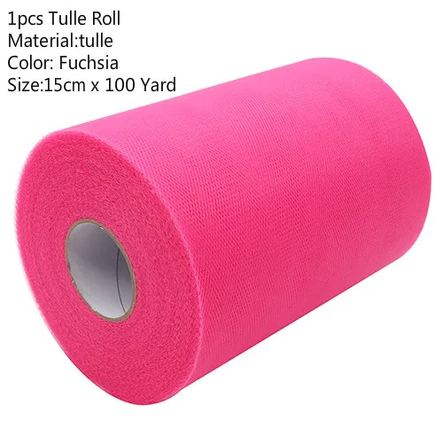 100Yard Fuchsia Фатиновая юбка-пачка в рулоне, 15 см, 100 ярдов, сделай сам подарочная упаковка для дня рождения, вечеринки, Рождества, свадьбы, для детей - Color: 100Yard Fuchsia