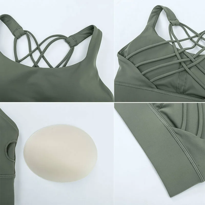 

new Shockproof Cross Straps Running Gym Sport Bras Top Women Widen Hem Push Up Workout Fitness Yoga Crop Tops Brassiere