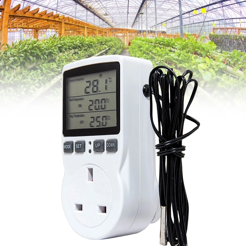 

Великобритания таймер розетка термостат цифровой регулятор температуры розетка с таймером переключатель Датчик Зонд Отопление охлаждени...