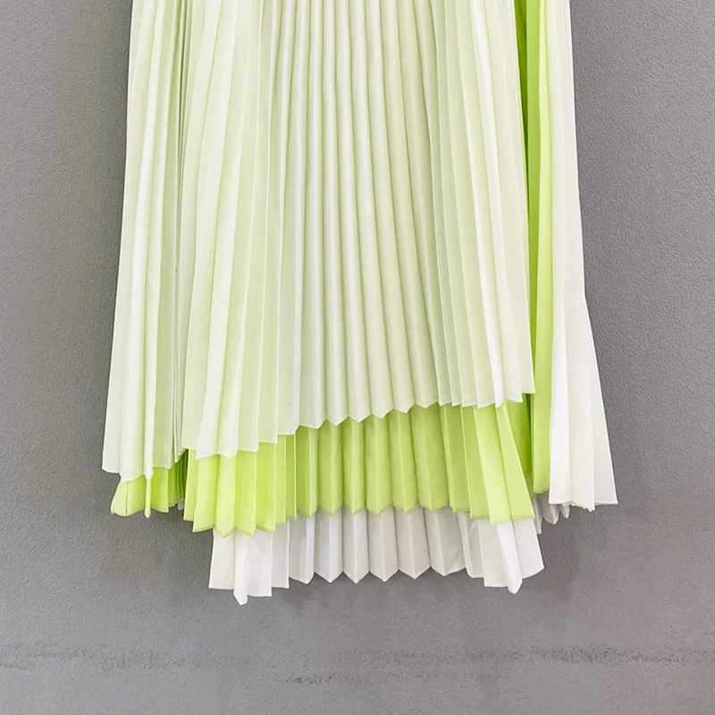 Юбка женская плиссированная Асимметричная контрастных цветов эластичная с