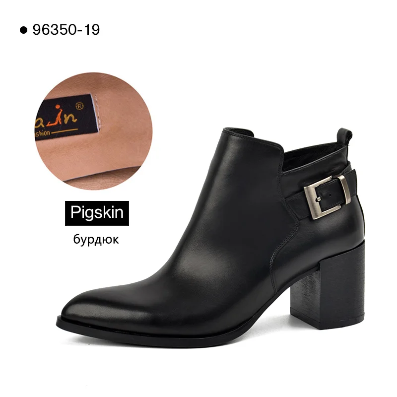 9635019-HBPigskin Распродажа; Donna-in; ботильоны для женщин из натуральной кожи на высоком каблуке; модные ботинки с острым носком; женская обувь; женские ботинки - Цвет: 9635019-HBPigskin