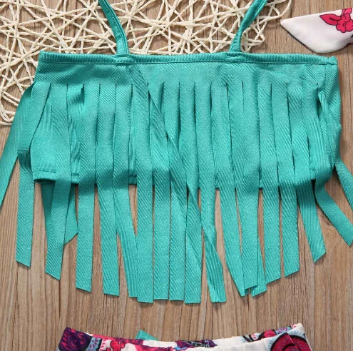 2017 для Одежда детей малышей девочек принт с цветочным рисунком кисточками лямкой