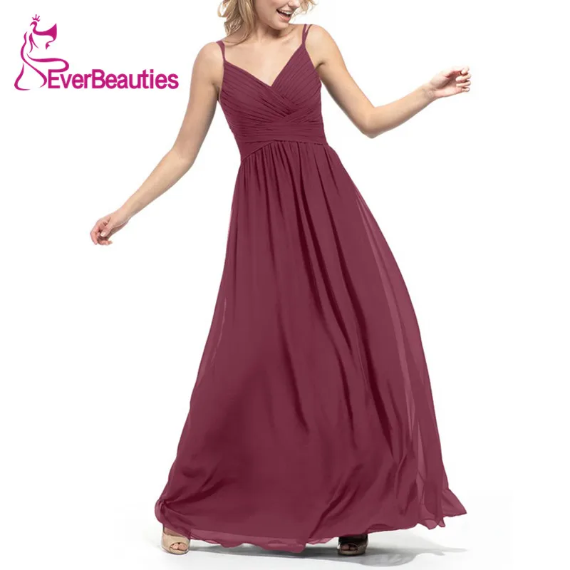 Тутовое платье подружки невесты шифоновое свадебное платье с разрезом Vestidos De Boda Invitada вечерние платья спагетти платье с бретельками