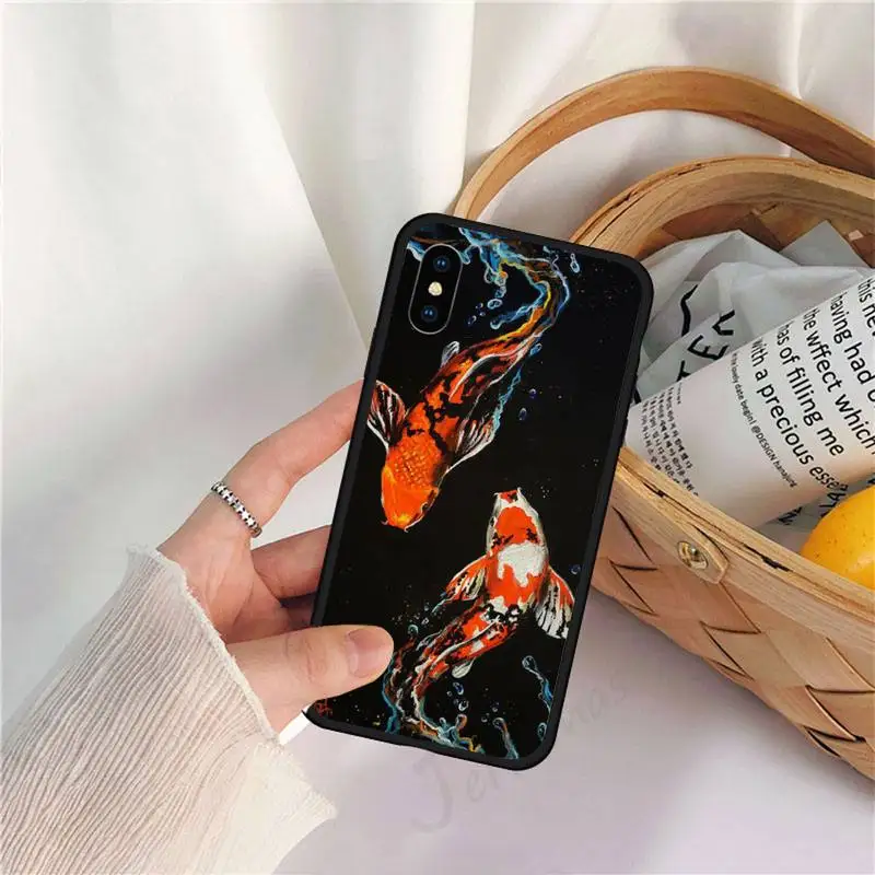 

Chinese Koi Fishes art pattern Phone Case for iPhone 11 12 pro XS MAX 8 7 6 6S Plus X 5S SE 2020 XR