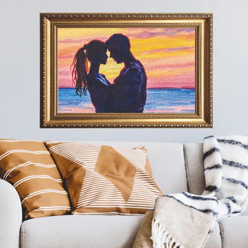 

Romantic Couple Photo Frame Wall Stickers for Living Room Decoration Bedroom Decor PVC Modern Furniture Stickers Wall Decor