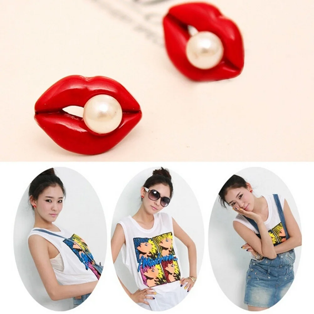 Новинка высокое качество красные стразы для губ женские модные серьги большие