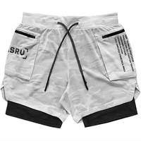 new summer mens 2 in 1 jogging sports shorts multi pocket casual quick dry sports shorts internal pocket hidden zipper pockets
