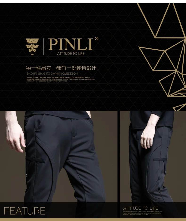 Jogger Специальное предложение полиэстер Pinli осень новые мужские Украшенные тело плюш и утолщенные спортивные штаны для отдыха B193417243