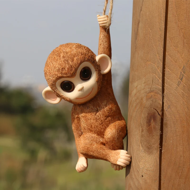 

Garden decoration courtyard simulation rope monkey resin pendant cute animal crafts creative outdoor ornaments