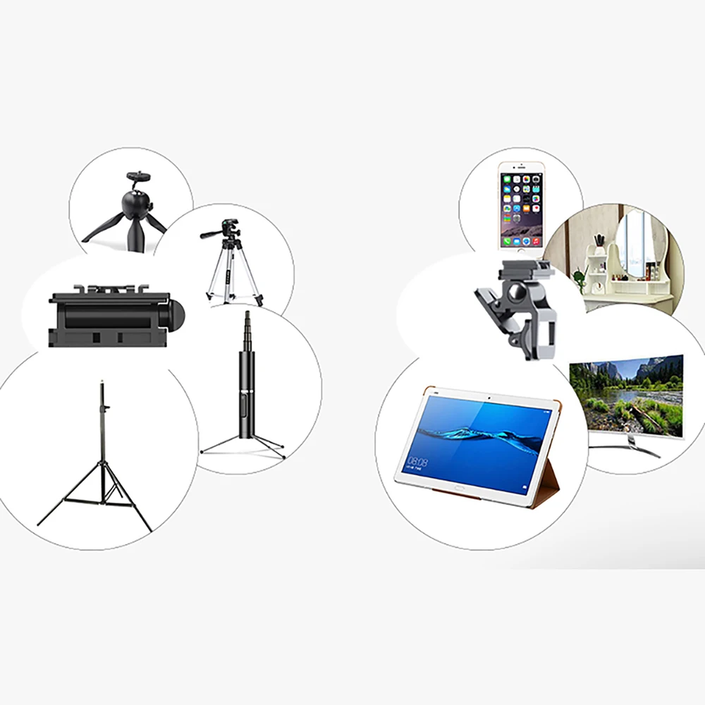 Вращающийся светодиодный светильник для макияжа с кольцом селфи регулируемой