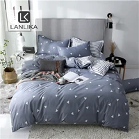 lanlika bed fitted sheet set bedding set nordic elastic sheet geometry bedspread double king size pillowcases duvet cover set