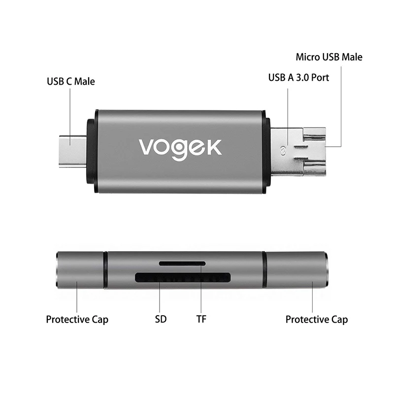 Кардридер Vogek 3-в-1 USB 3 0 SD/Micro SD SDXC SDHC адаптер для смарт-карт памяти MacBook ПК планшета