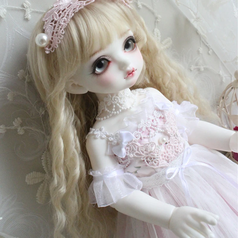 Кукла Одежда 1/6 1/4 BJD платье Розовая фея платье для 1/6 YOSD 1/4 BJD Blyth кукла аксессуары платье+ головной убор+ вуаль юбка+ с круглой горловиной