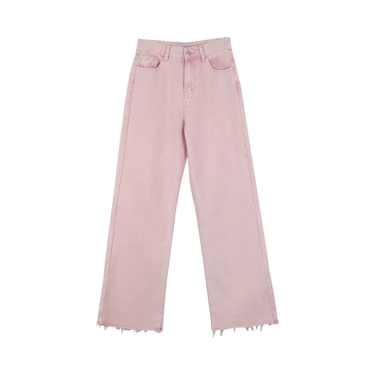 

Embroidered Pink wide leg jeans women's spring and summer new Korean student high waist father pants show the trend of thin