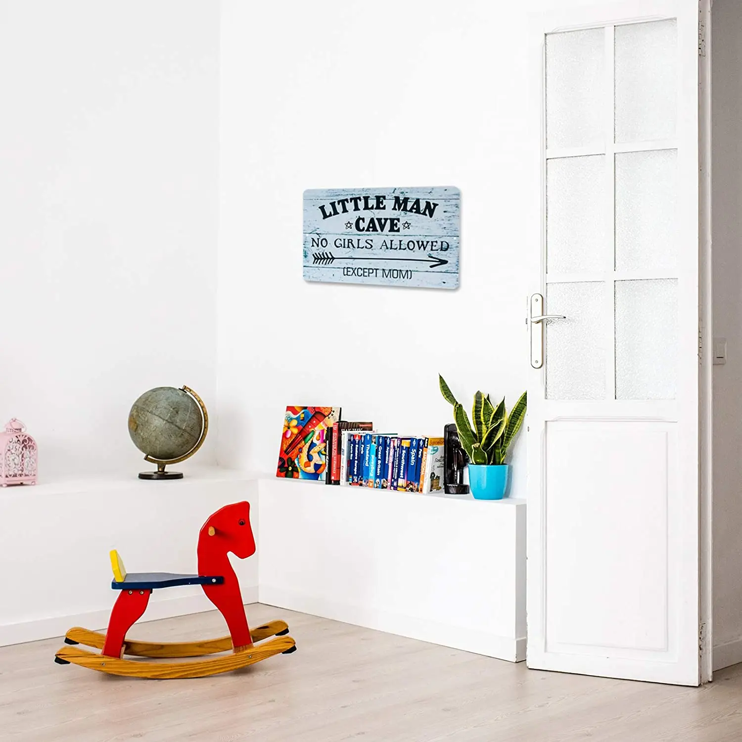 

HOMANGA Funny Little Man Cave Metal Tin Sign, Decorative Wall Decor for Boys Room, Little Man Cave No Girls Allowed Bedroom Door