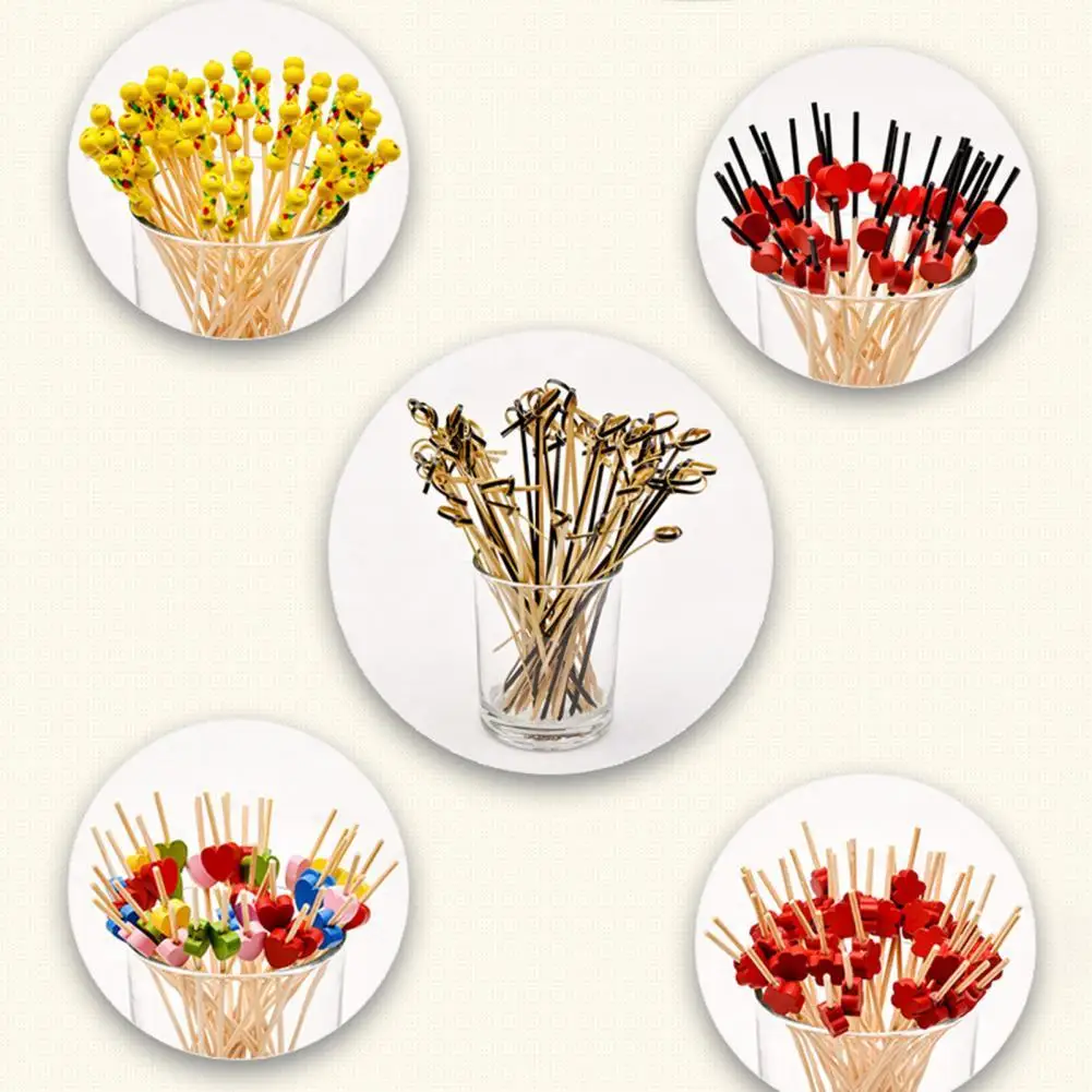 

Sturdy 100Pcs/Set Creative Exquisite Salad Toothpicks Bamboo Cake Picks Compact for Wedding
