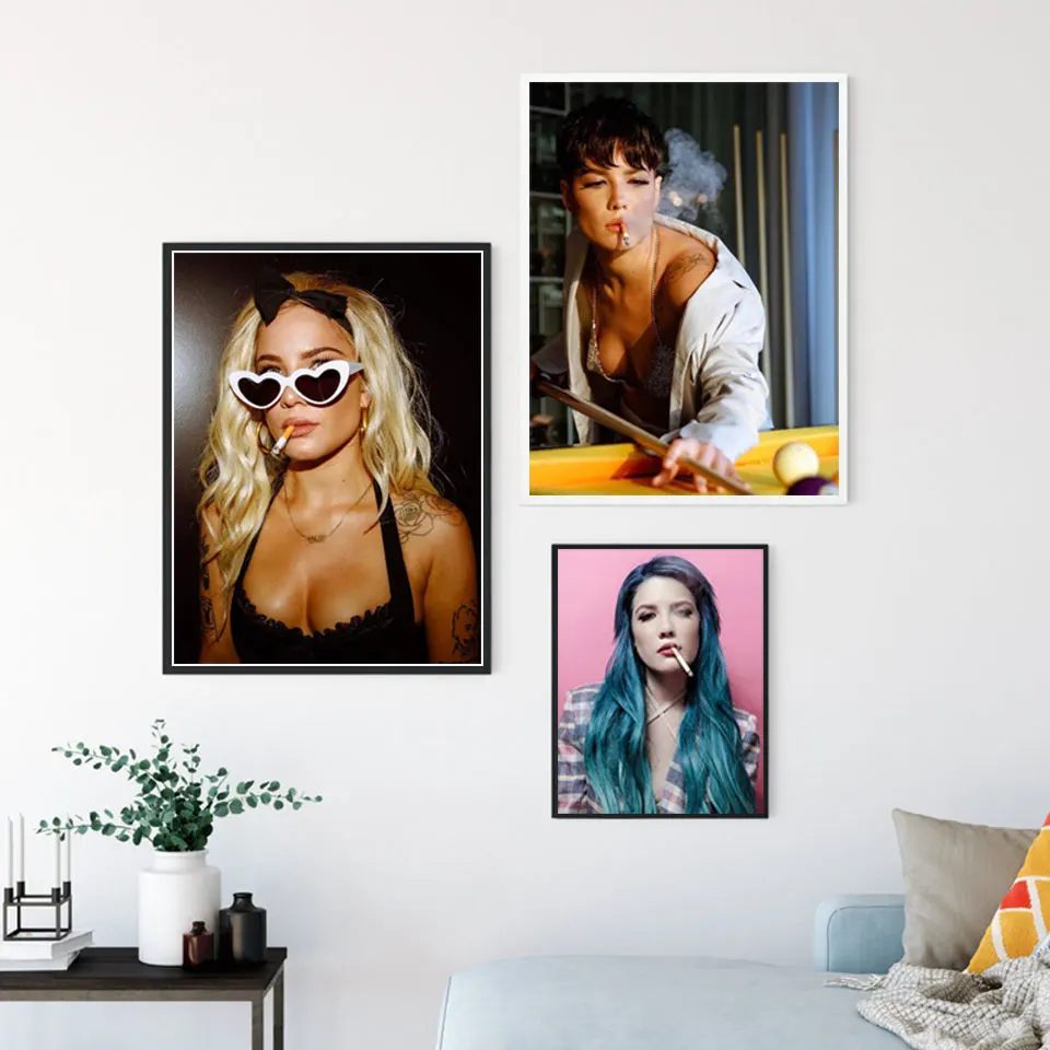 Плакат Halsey музыкальный певец курительные Шелковые Плакаты и принты настенная