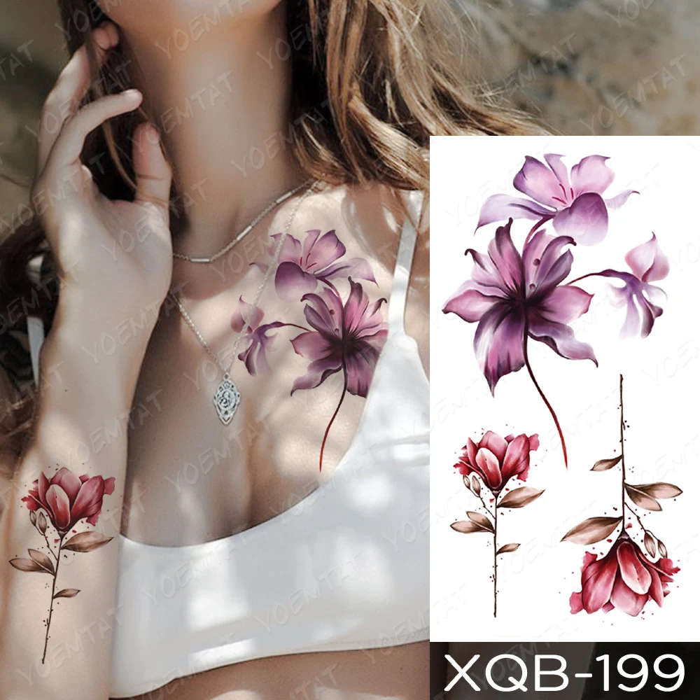 

Chest Neck Shoulder Tatu Waterproof Temporary Tatoo Sticker Body Translations Arm Sexy Rose Bouquet Woman Girl Fake Glitter Tato