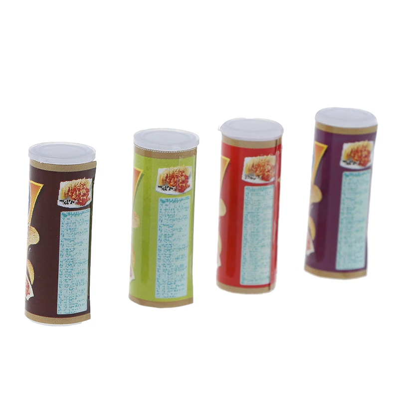 

4PCS 1:12 Dollhouse Miniature Potato Chips Bottles Cute Food Toy Variety Pack Dollhouse Kitchen Food Toy Dollhouse Accessories