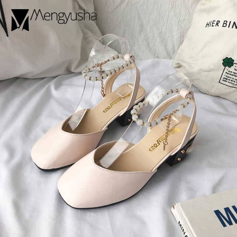 4 вида стилей с квадратным носком закрытым на каблуках-Столбиках женская обувь