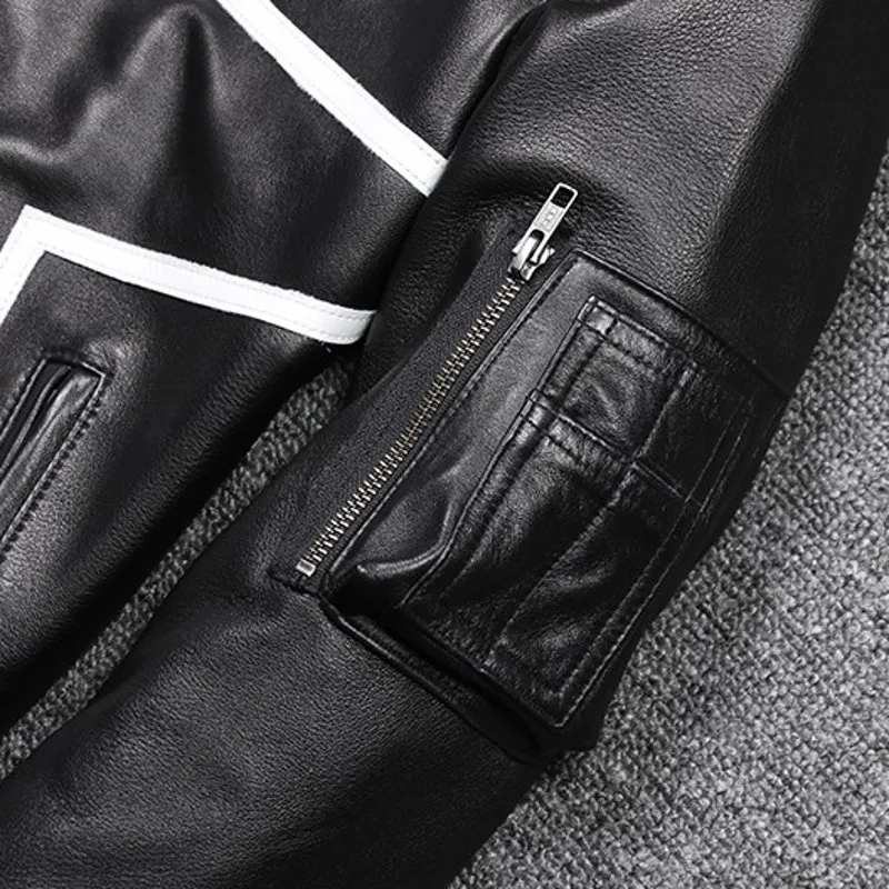 

Pilot Sheepskin Classic Jacket Men Street Slim Fit Genuine Leather Short Coat 2021 New Spring Casual Outerwear Plus Size 5XL