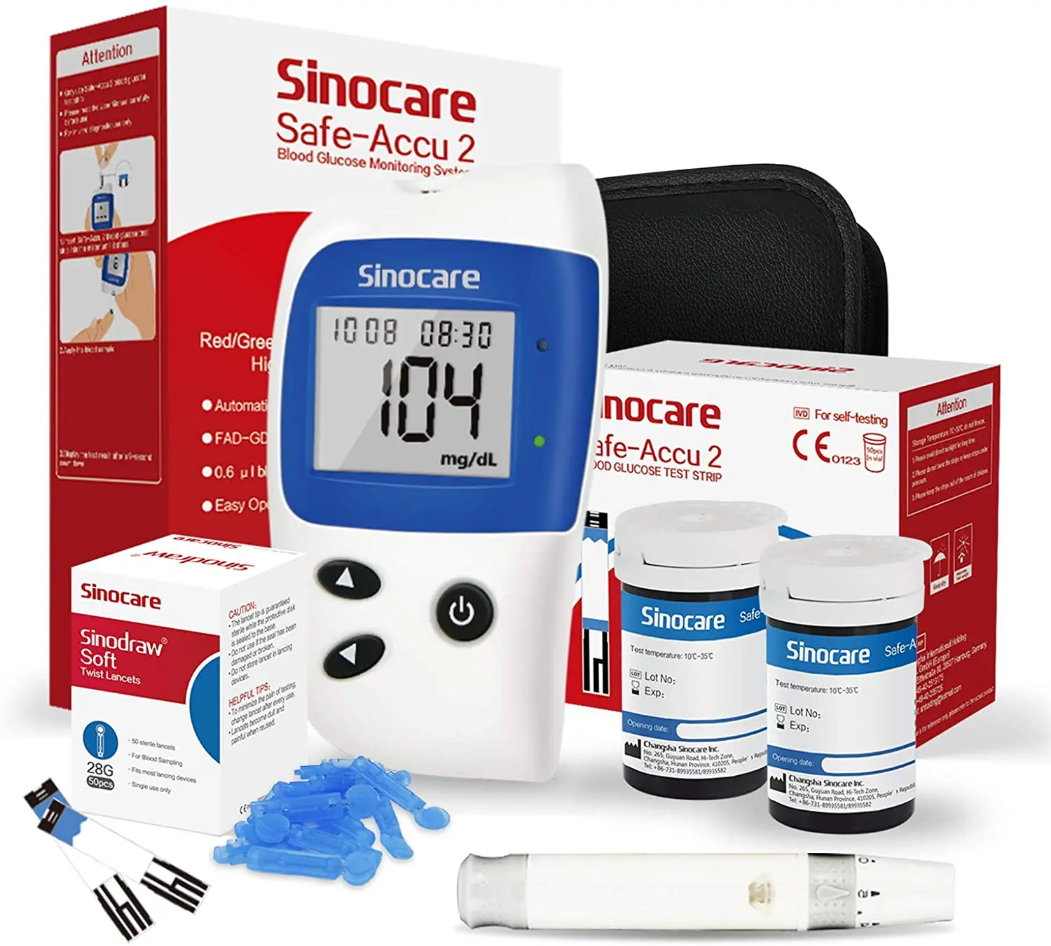 

Глюкометр Sinocare Accu2 с 50 тест-полосками и 50 ланцетами