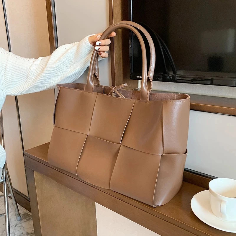 

Luxury Brand Large Weave Tote bag 2021 Fashion New High-quality PU Leather Women's Designer Handbag High capacity Shoulder Bags
