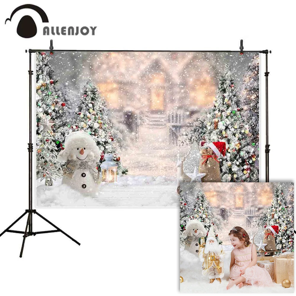 Фотофон allenjoy фон Рождественская елка Зимняя Страна Чудес Снеговик Олень замок боке фон для фотографирования фотосессия