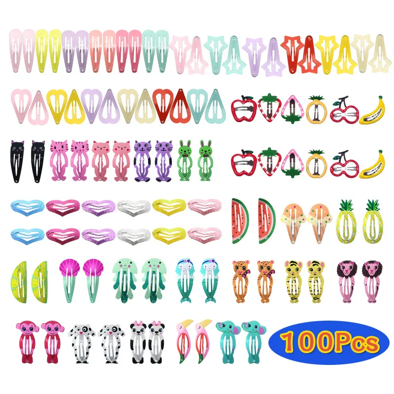 

100 шт. заколка для волос, Детские сердца пентаграммы животные капельный BB зажим 5 см лака, который испечь костюмы