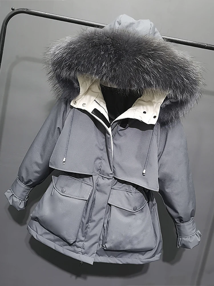 2020 новая пуховая куртка женская маленькая короткая реально большой меховой