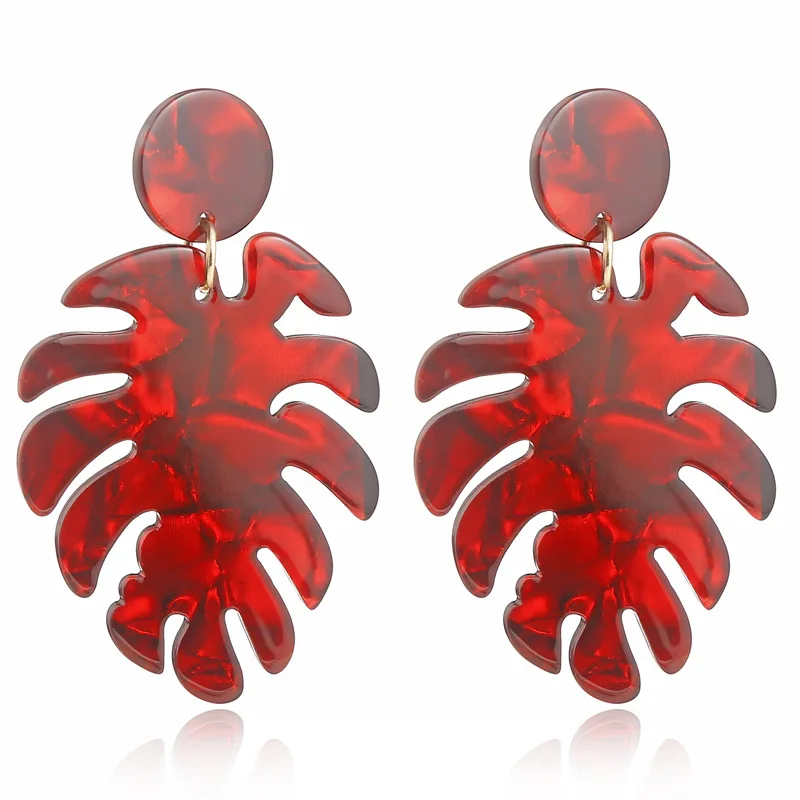Европейские и американские висячие серьги в форме листьев, Разноцветные серьги из ацетатного листа, Женские Ювелирные изделия