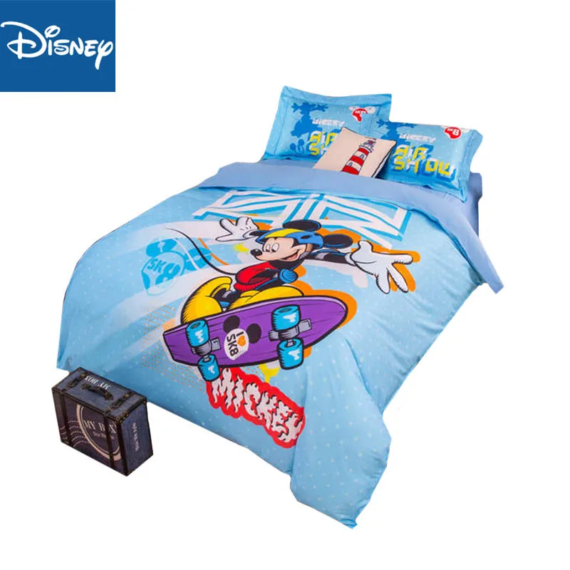 Mickey mouse comforter bedding set for children bed decor single size quilt covers queen bedspread fitted sheet 3-5pcs promotion | Дом и сад
