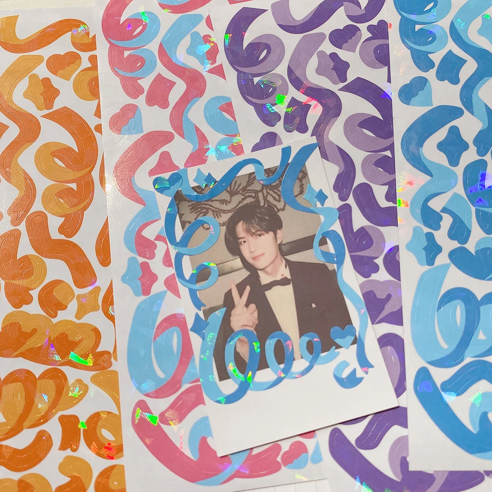 Эстетическая лента наклейка с блестками в Корейском стиле Ins Kpop Toploader Card декор для