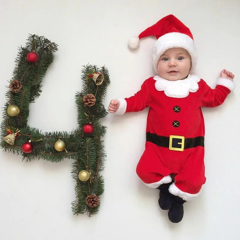 

Newborn Baby Clothes Winter Infant Boys Girls Rompers Hats Long Sleeve Clothing Christmas Costumes Toddler Jumpsuits 0-24M A392