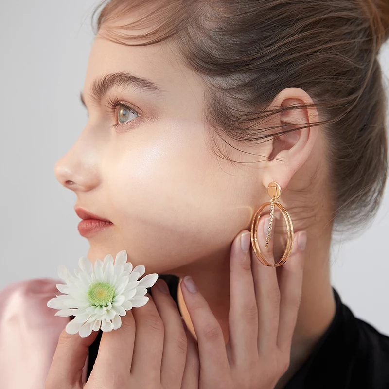 Xinwei серьги 2020 Новые простые круглые для женщин длинные с подвесками из Сплава